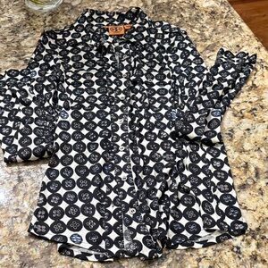 Tory Burch Black and White Button-Up Shirt